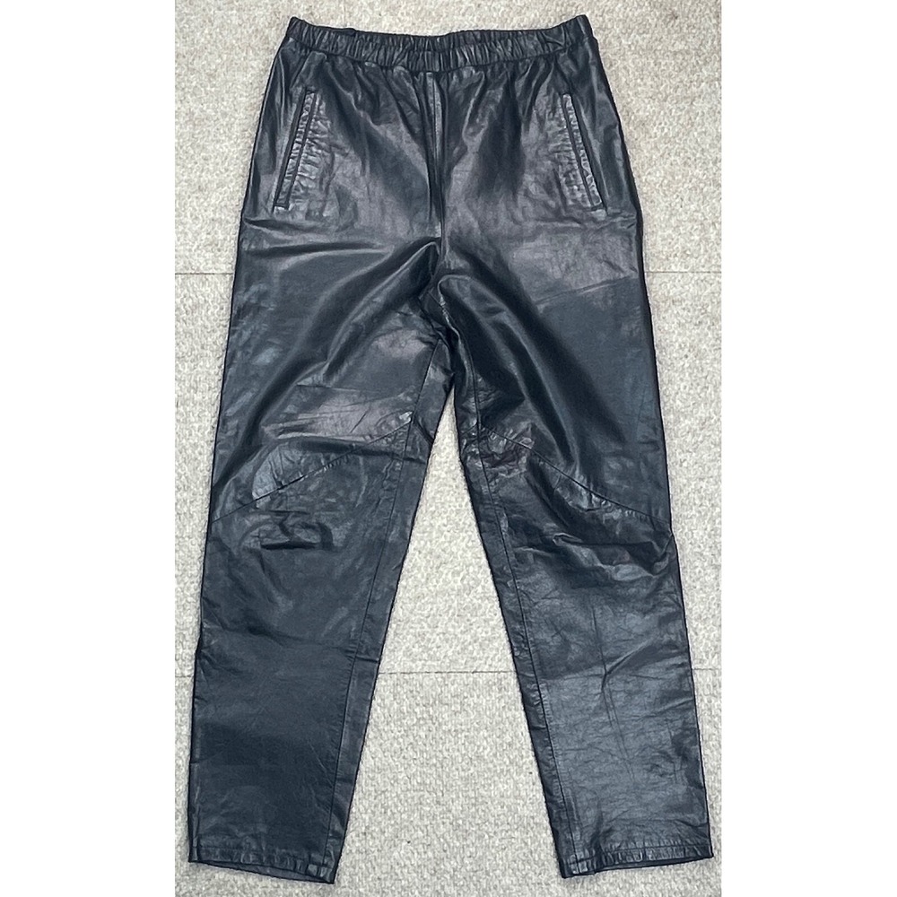 Pia Rucci Vintage Women's Black Leather Pull Up Pants Size Small